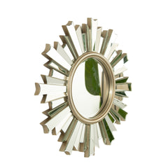 26'' HenGis Mirror, Wall-mounted Sunburst-shaped PU Art Decorative Mirror, Suitable for Bathroom, Bedroom, Living Room, Corridor, Entryway, etc.