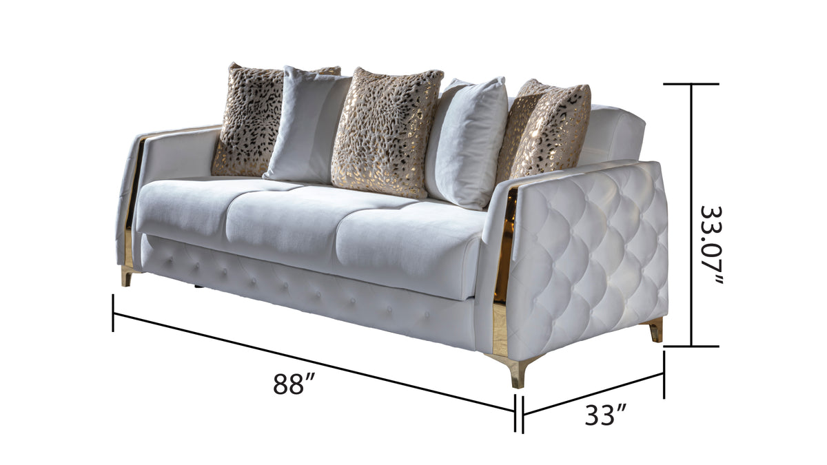 Lust Modern Style Sleeper Sofa Made with wood in Off White (CA INVENTORY)