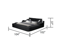 ZOYA Smart Multifunctional massager King Size Bed Made with Wood and Faux Leather in Black (NJ INVENTORY)