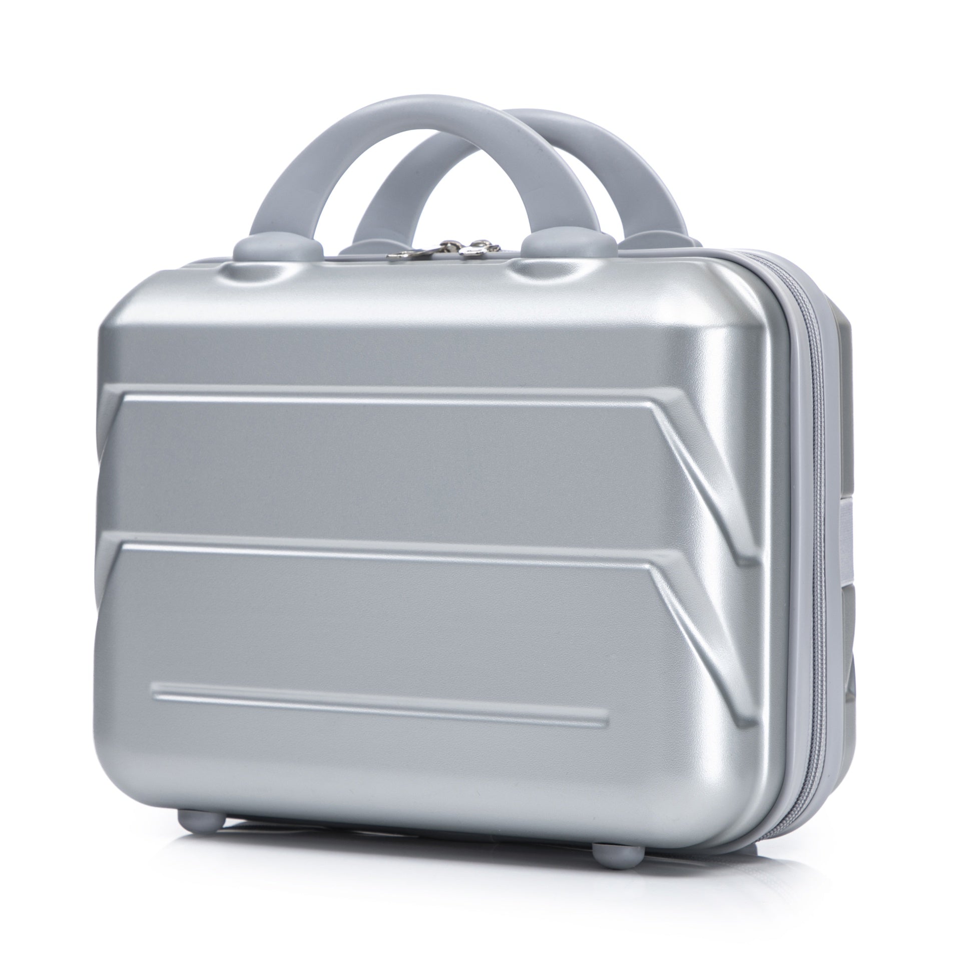 14"/20" 2 pcs/set in ABS Spinner Wheel Luggage, with Combination Lock,14" Cosmetic Case (Silver)