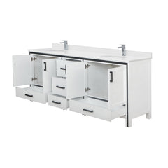 White Double Bath Vanity 84 in. W x 22 in. D, Cultured Marble Top and Faucet Set