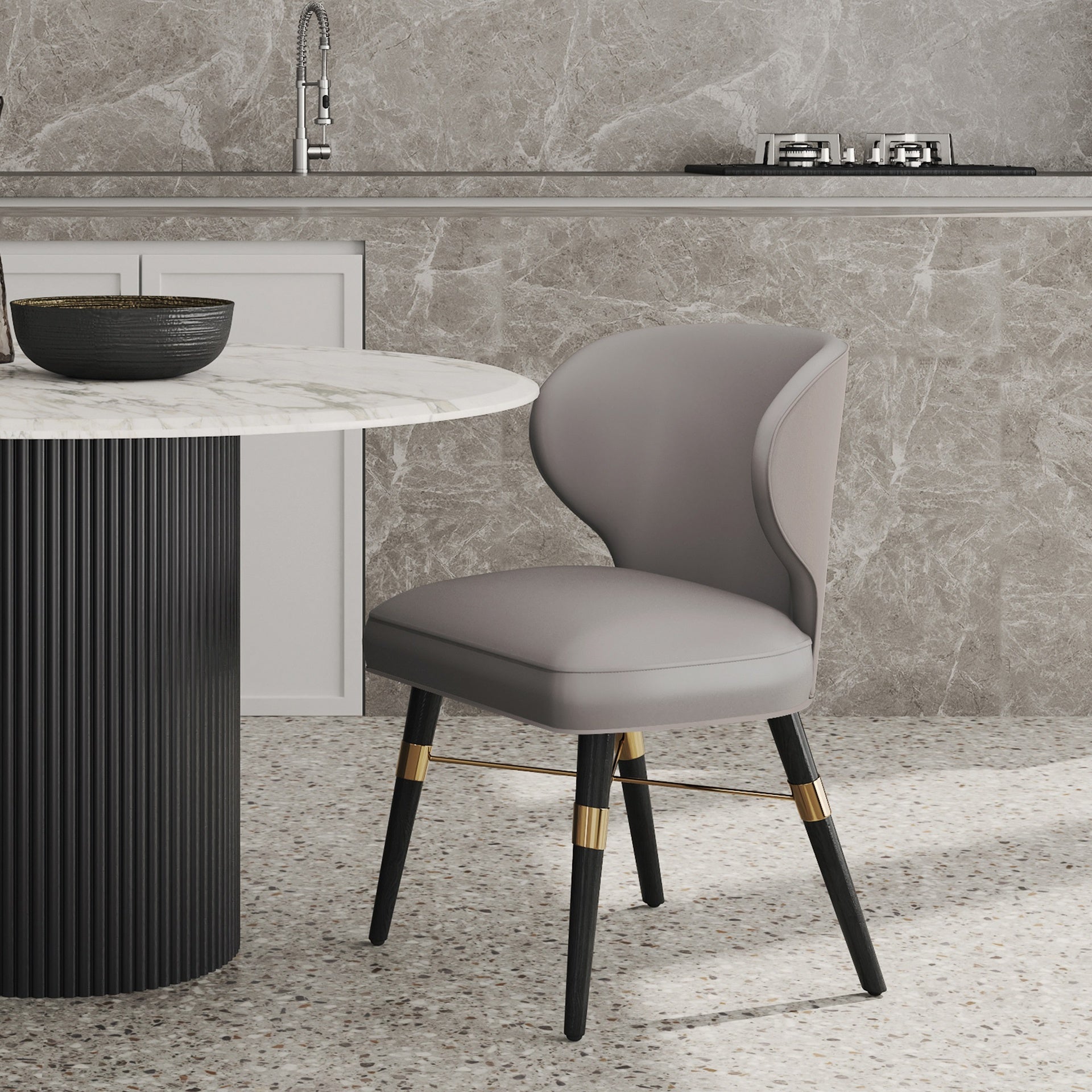 Dining Chair in Dark Taupe