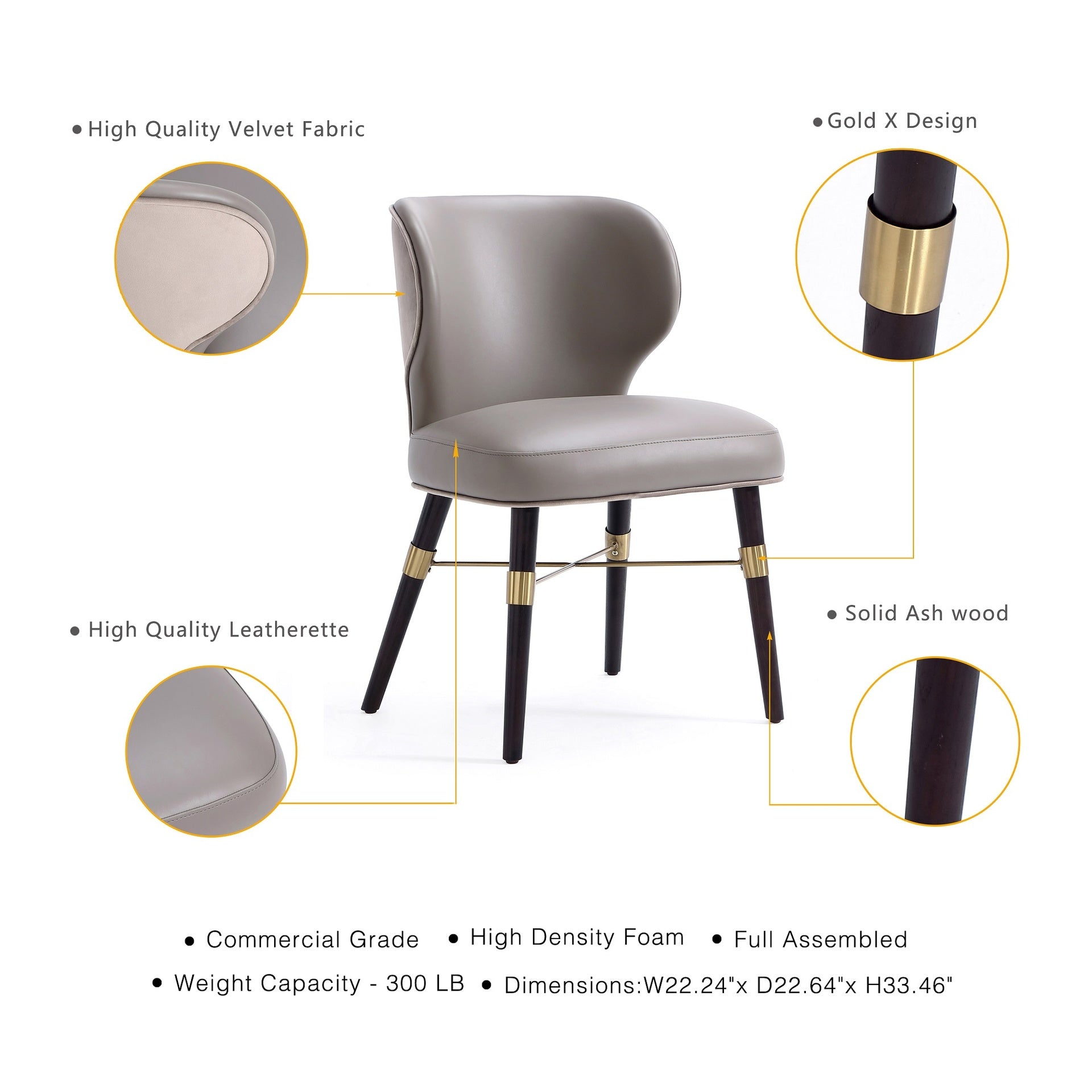 Dining Chair in Dark Taupe