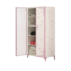 Priya II White & Light Synthetic Leather Purple Finish Wardrobe
