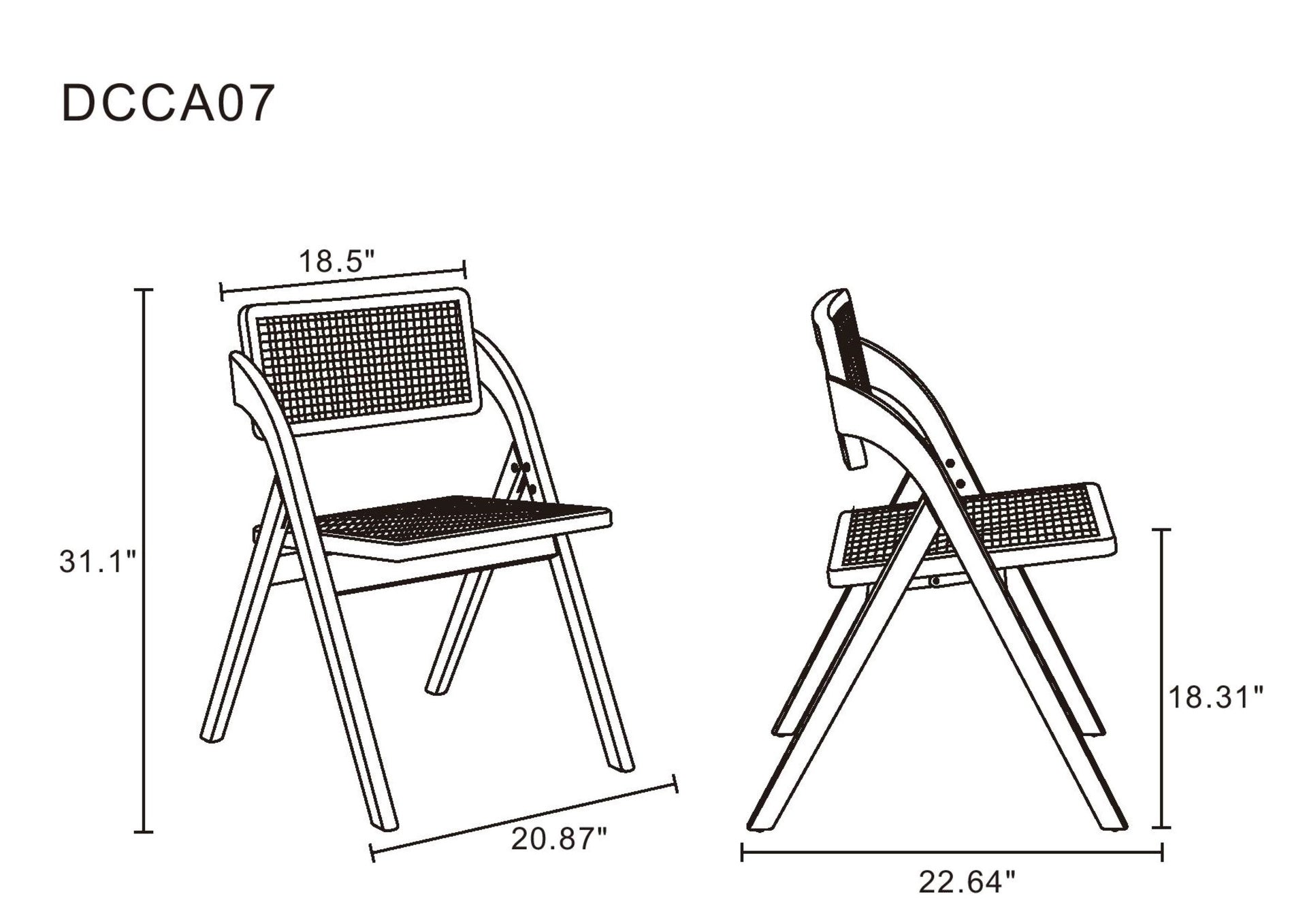 Folding Chair - Set of 2 in Natural