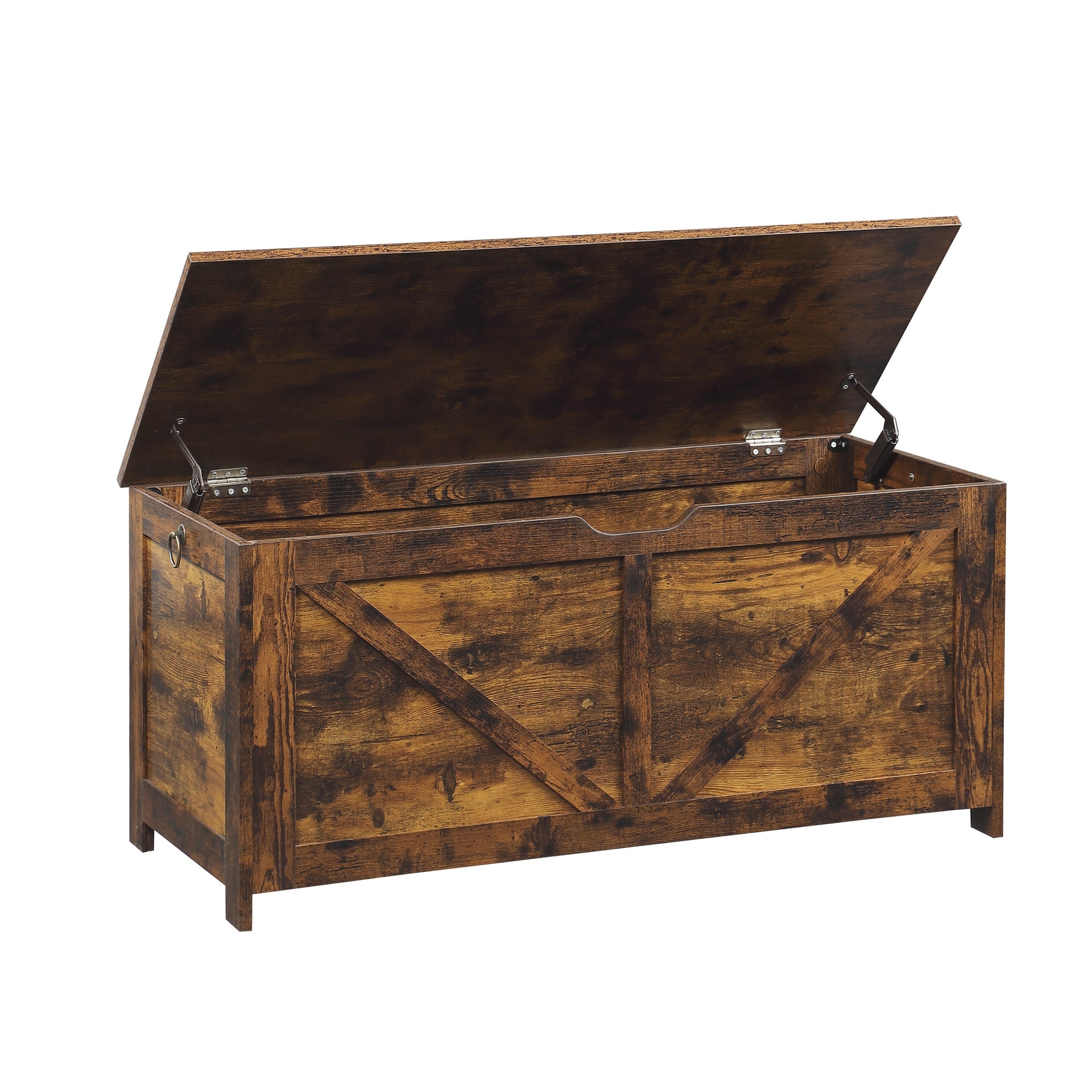 Storage Chest,Storage Bench,Retro Toy Box Organizer ,Entryway Storage Bench with 2 Hinges,Easy Assembly,Rustic Brown