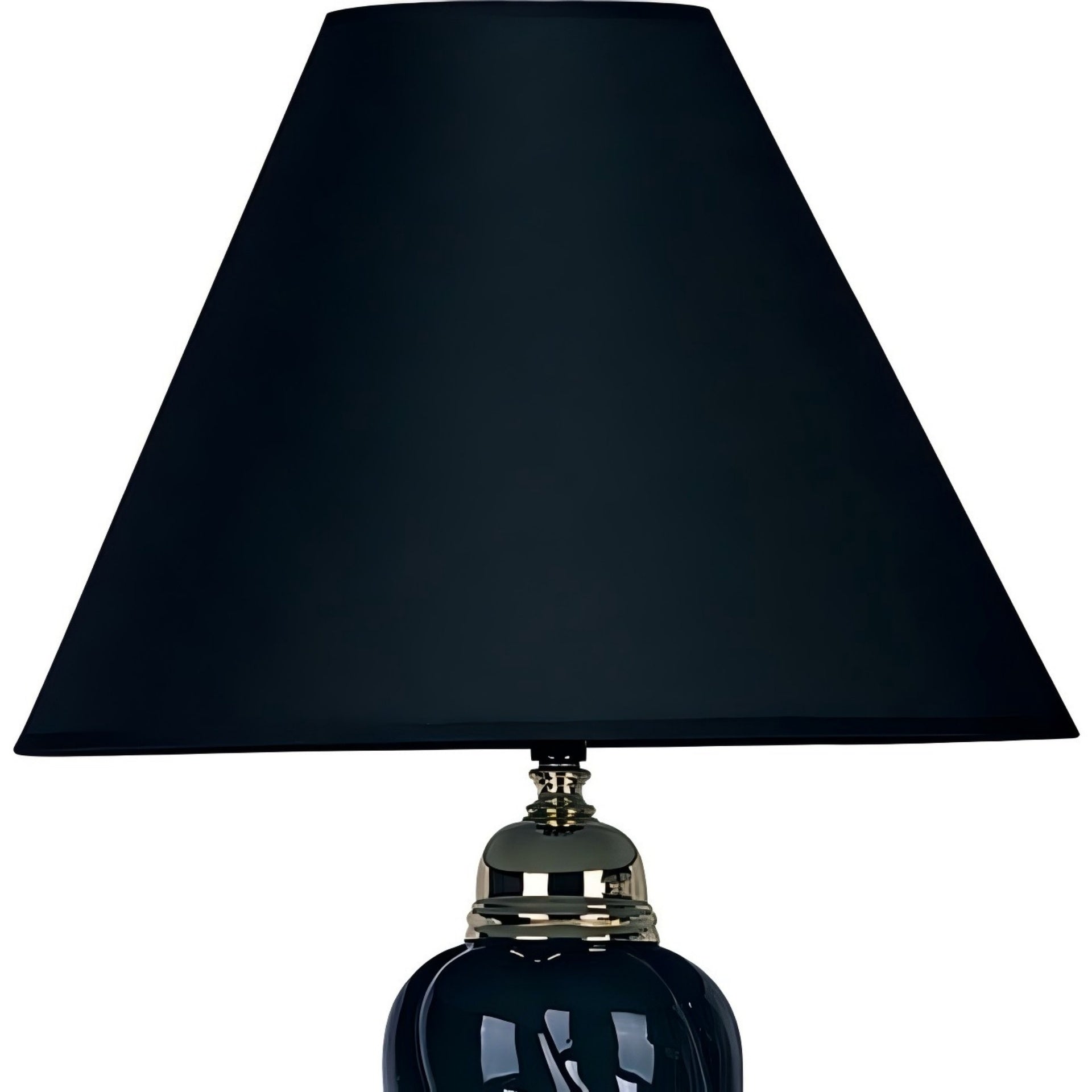 22" Tall Ceramic Table Lamp, Urn-Shaped with Black finish, Linen Shade