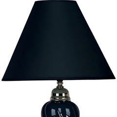 22" Tall Ceramic Table Lamp, Urn-Shaped with Black finish, Linen Shade