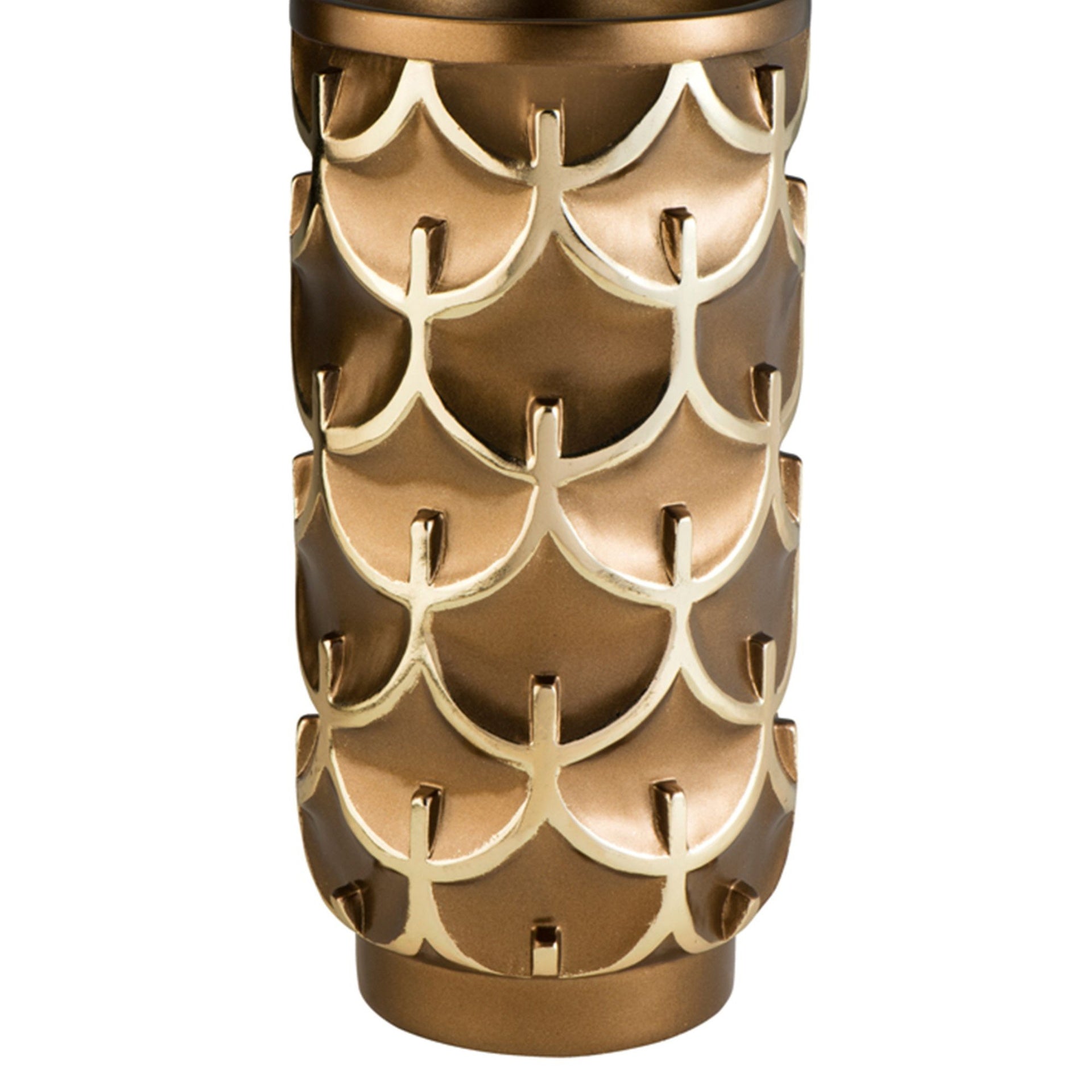 14.25" Tall Polyresin Decorative Vase "Mystic Owl", Golden finish