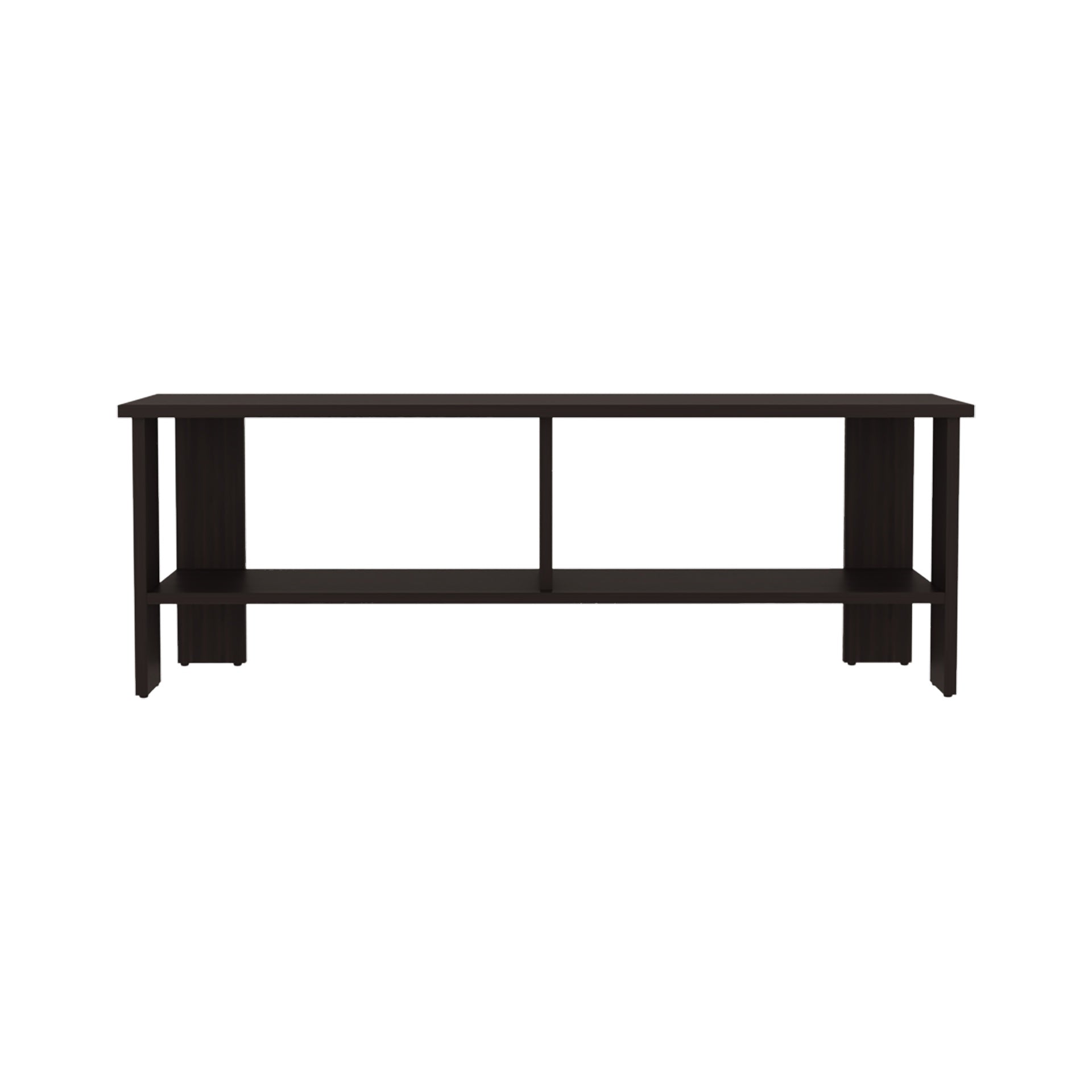 Navia 47" Wide Tv Stand  with Two Shelves, for Living room, Bedroom, Entertainment Dark Walnut