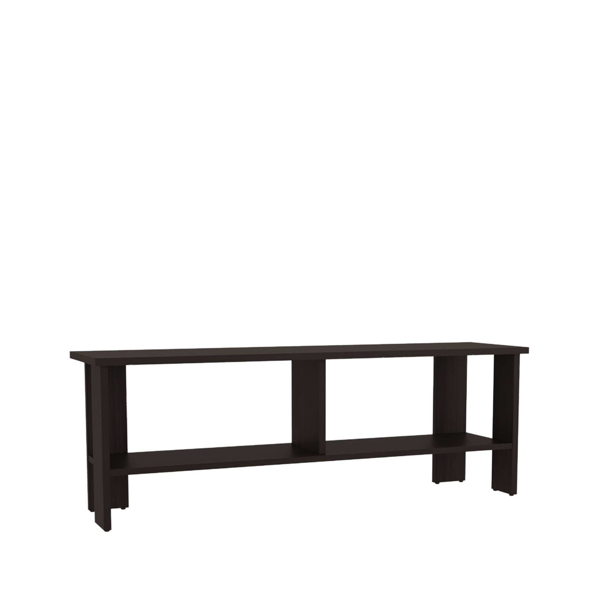 Navia 47" Wide Tv Stand  with Two Shelves, for Living room, Bedroom, Entertainment Dark Walnut