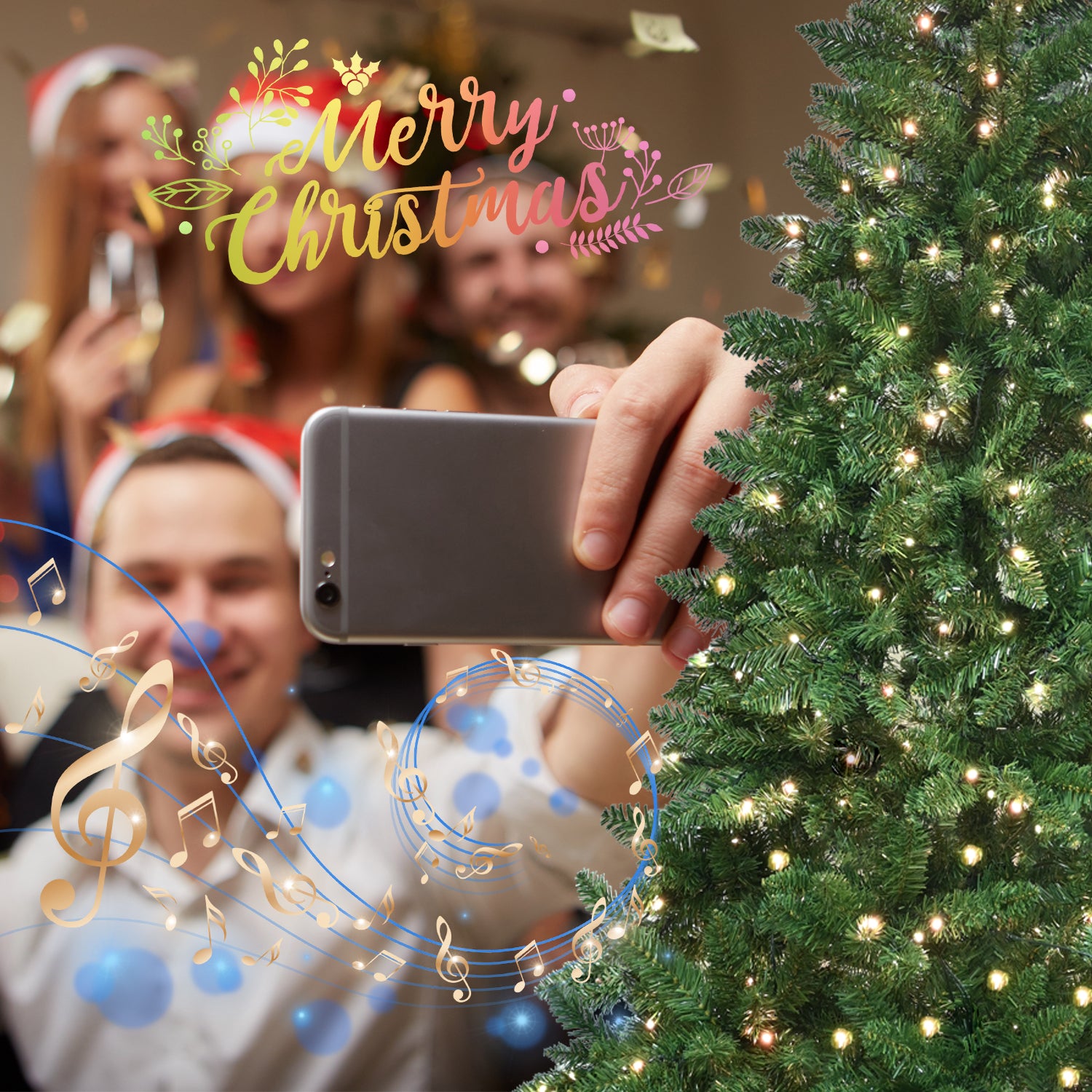 6ft Green Christmas Tree with 300 WiFi-Controlled RGB LED Lights, 751 PVC Tips, 38 Light Functions, Music Sync, Hinged Structure & Metal Stand – Smart App-Controlled Holiday Tree