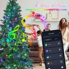 6ft Green Christmas Tree with 300 WiFi-Controlled RGB LED Lights, 751 PVC Tips, 38 Light Functions, Music Sync, Hinged Structure & Metal Stand – Smart App-Controlled Holiday Tree