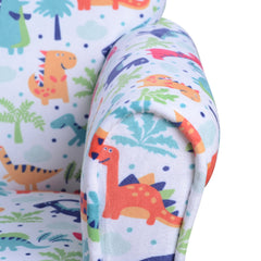 Qaba Kid's Sofa Chair with Dinosaur Design and Thick Padding, Flannel-Covered Toddler Armchair for Bedroom, Playroom
