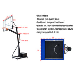 18FT x 24FT Basketball court Mobile Basketball Hoop
