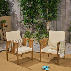 Patio Set Outdoor Acacia Wood Furniture Sets-Modern Club Chair Conversation Sets with Side Table for Garden, Patio & Deck ( 
Brown Patina+Cream Cushion)