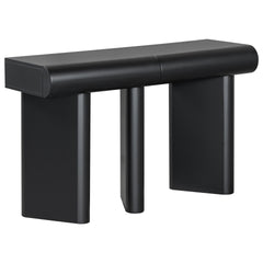 U_Style 47.6" Modern Painted Entryway Table with 2 Curved Drawers,Space-Saving Hallway Table with Geometric Legs,Contemporary Narrow Sofa Table for Living Room,Bedroom,Small Apartments, Foyer(Black)