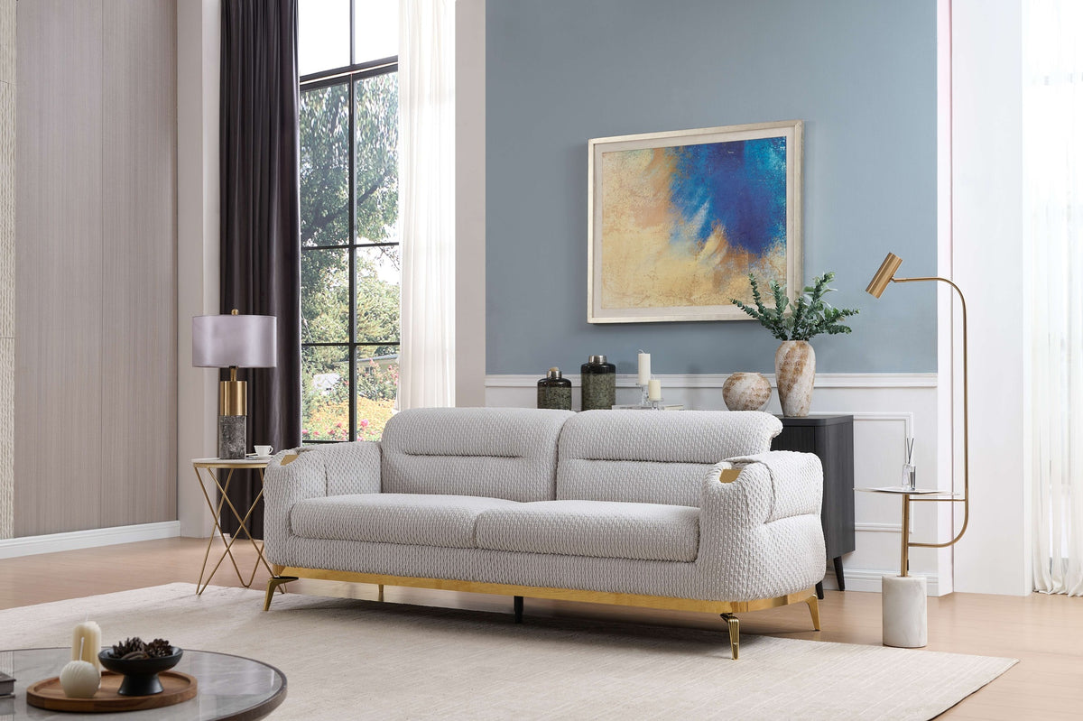 Zoe Modern style Sofa made with wood and Gold accents in Gray  same as B009P303213 (CA Warehouse inventory)