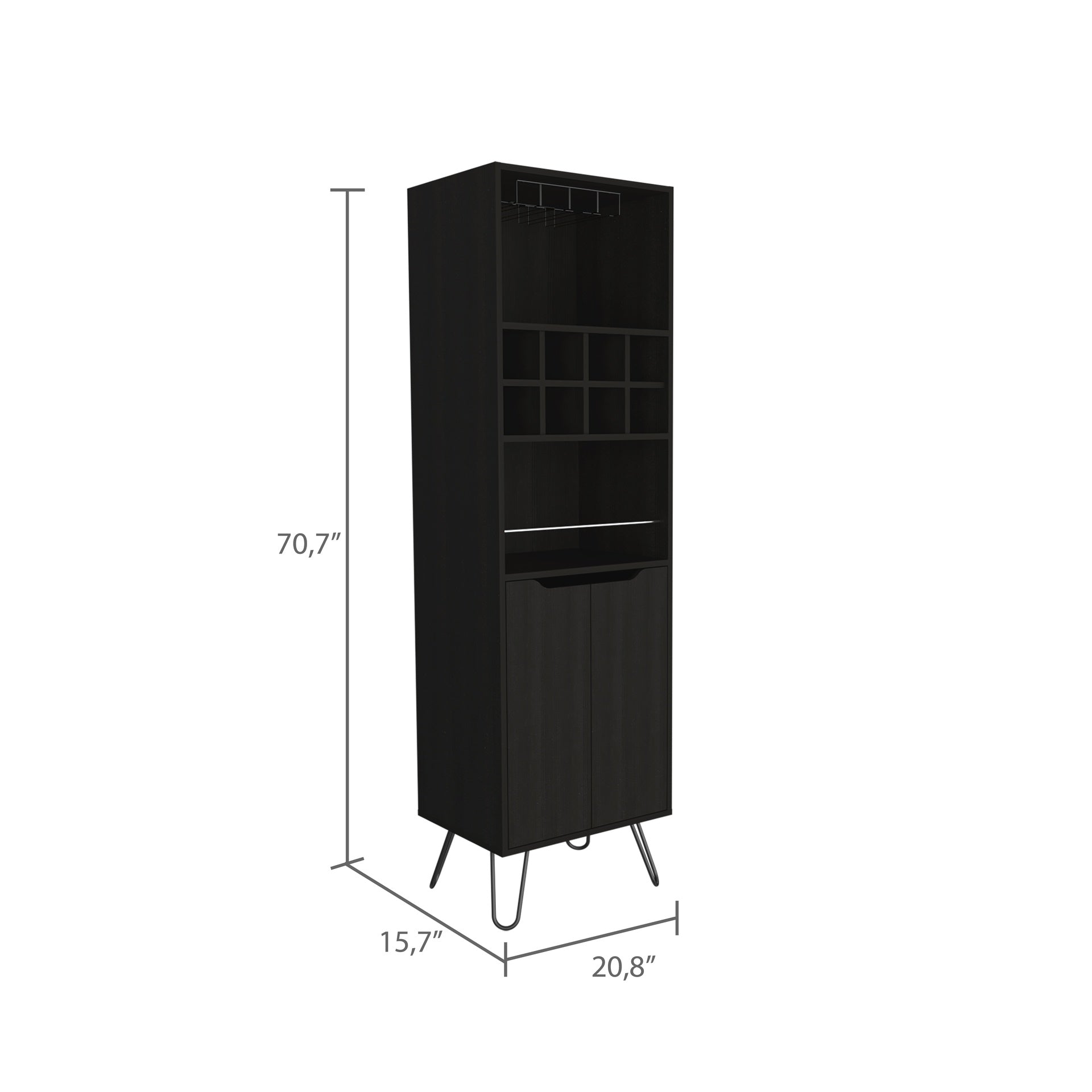 8-Bottle 2-Shelf Bar Cabinet Wenge