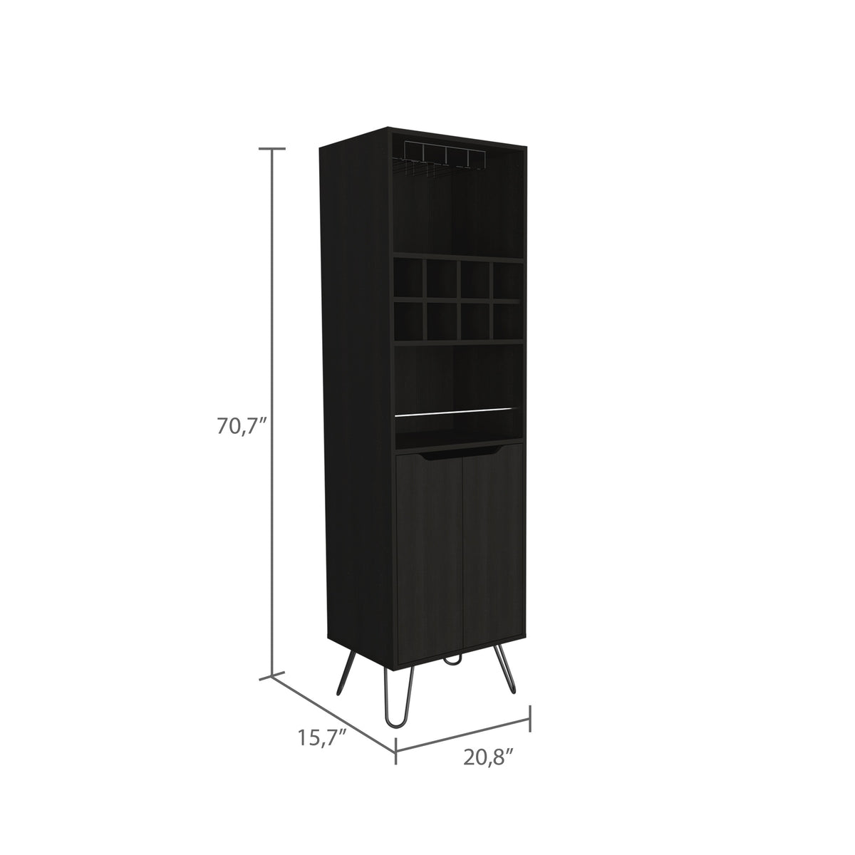 8-Bottle 2-Shelf Bar Cabinet Wenge