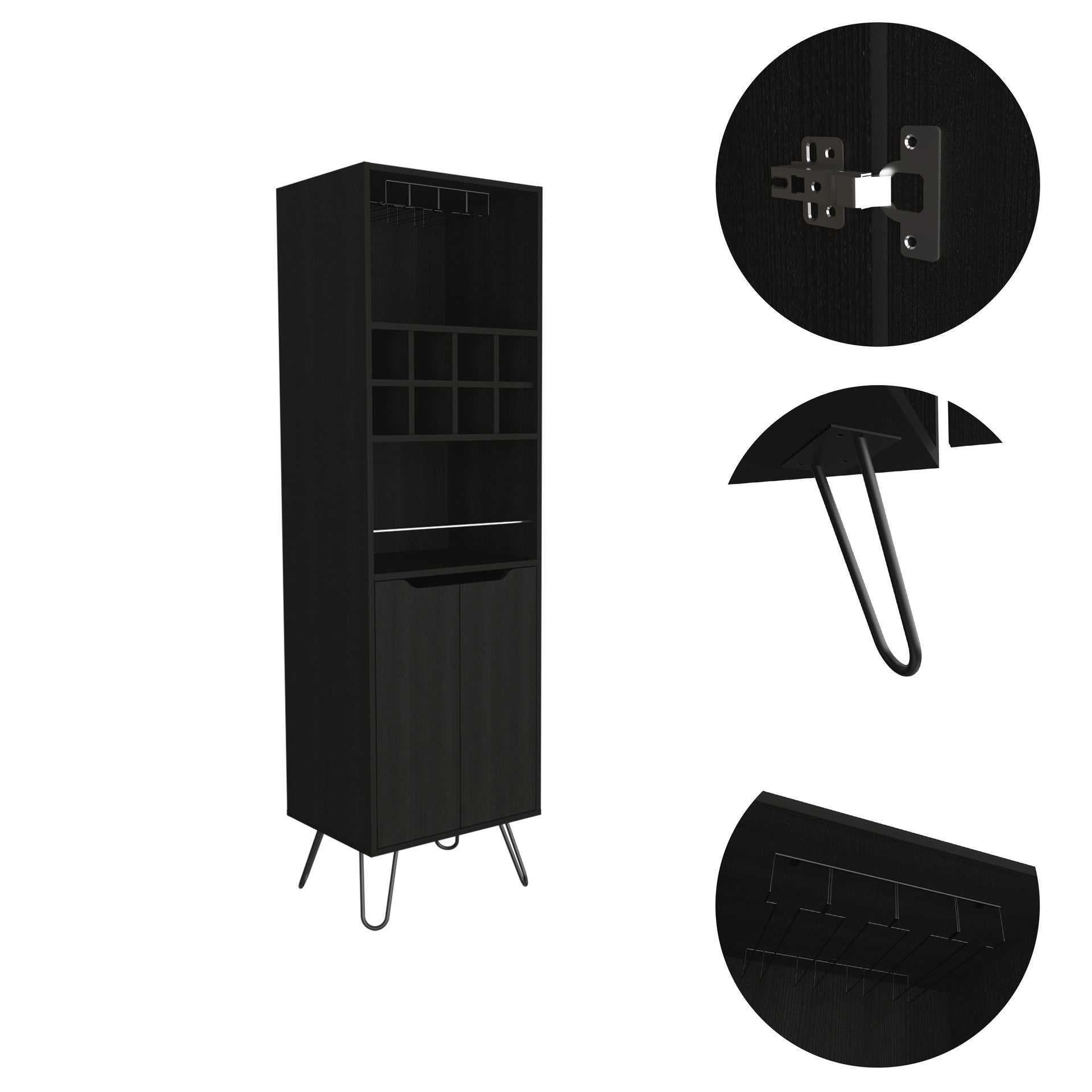 8-Bottle 2-Shelf Bar Cabinet Wenge