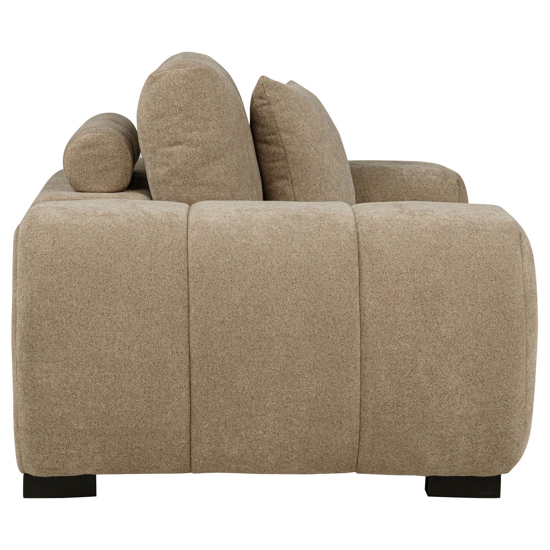 Plather Camel Upholstered Track Arm Accent Chair