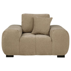 Plather Camel Upholstered Track Arm Accent Chair