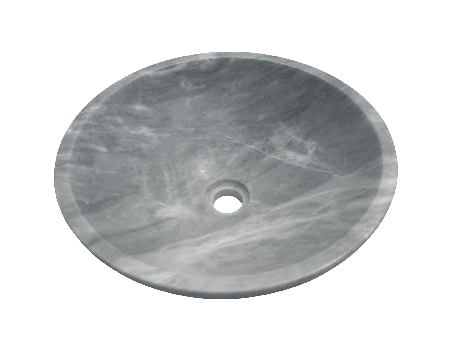 Carrara Gray natural marble bathroom vessel sink, semi-polished surface, natural stone, genuine marble, real marble, ⌀15.7XH5.9 inches/ ⌀400XH150 mm