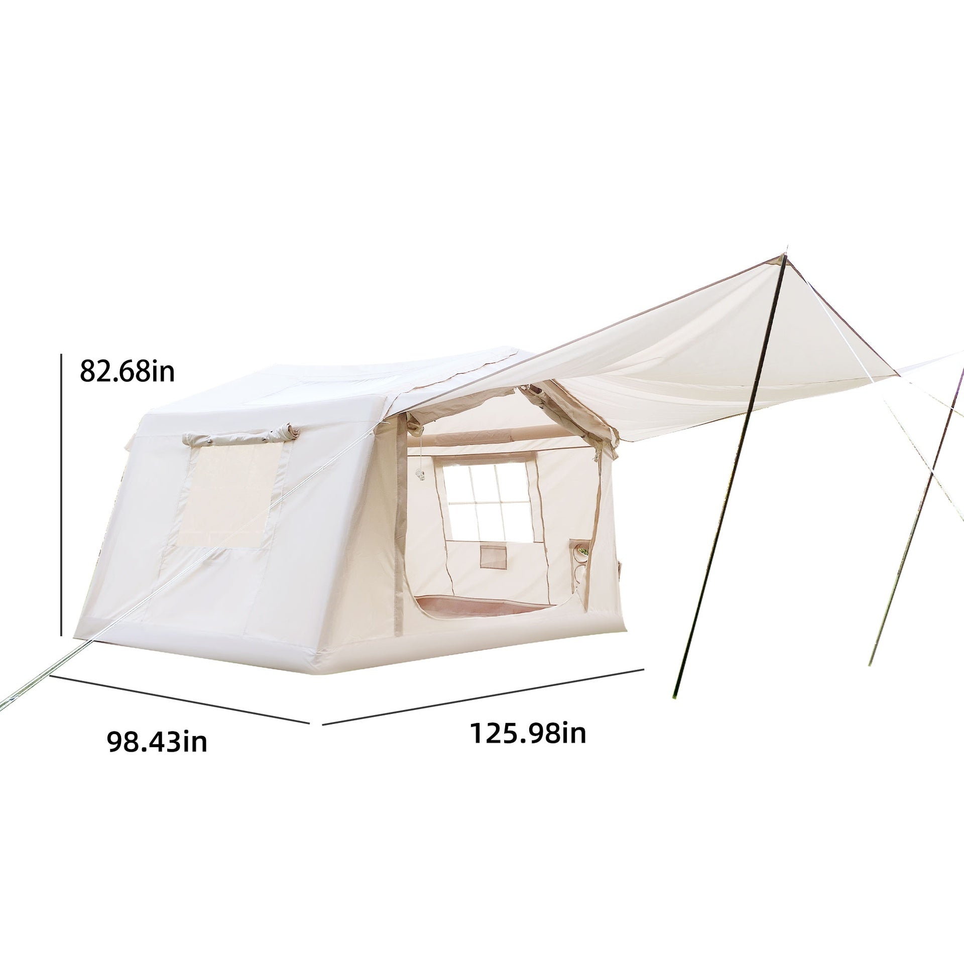 8 m ² Inflatable Tents for Camping with canopy, Blow Up Tent with Hand Pump, Easy Setup InflatableTent 4 Season Tent, Waterproof Oxford Air Glamping Tents for Camping Adult 4/6/8 Person