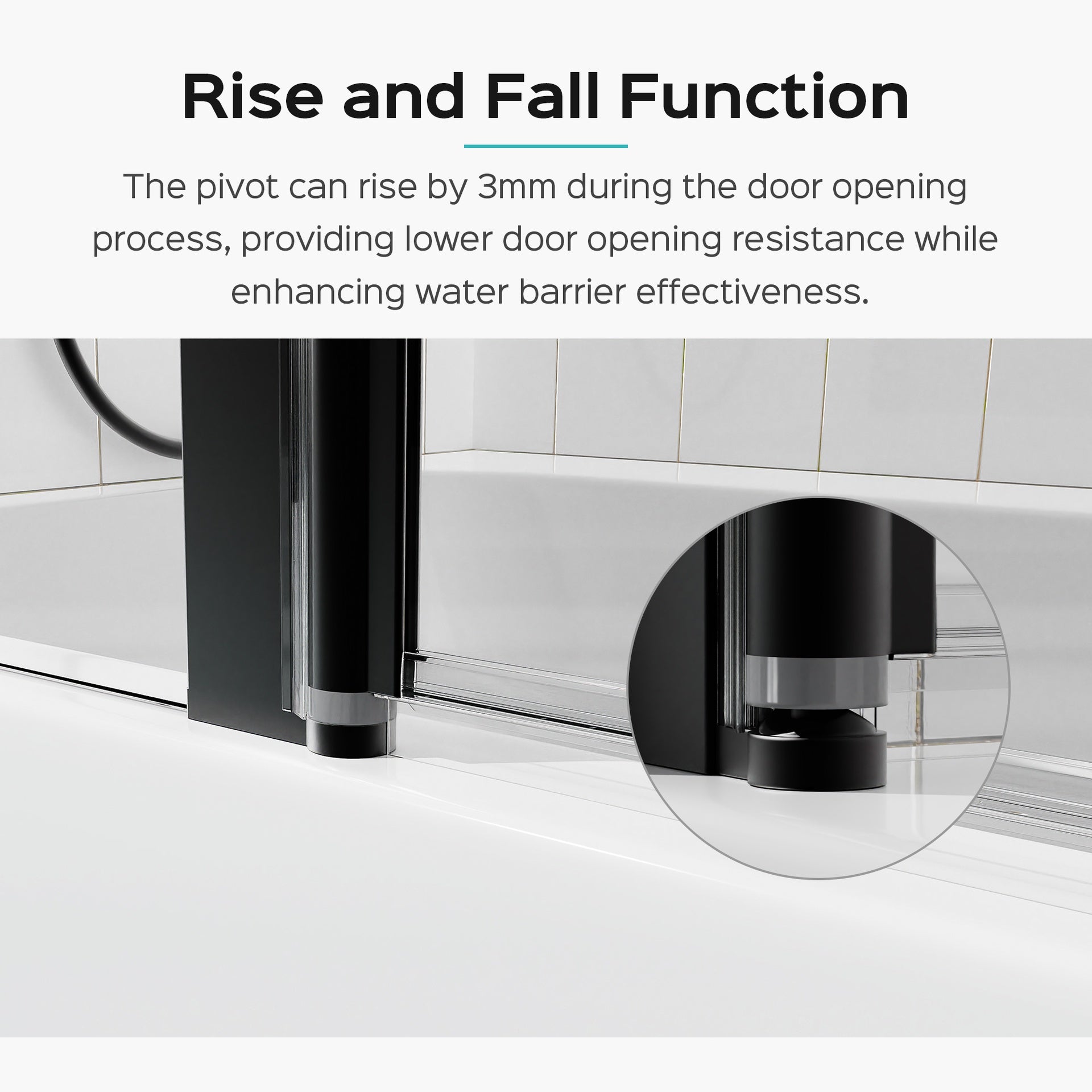 43 in. W * 58 in. H Frameless Folding Shower Doors for Bathtub, 1/4" (6mm) Thick SGCC Tempered Glass Door, Bathroom Pivot Tub Glass Door, Matte Black