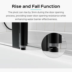 43 in. W * 58 in. H Frameless Folding Shower Doors for Bathtub, 1/4" (6mm) Thick SGCC Tempered Glass Door, Bathroom Pivot Tub Glass Door, Matte Black