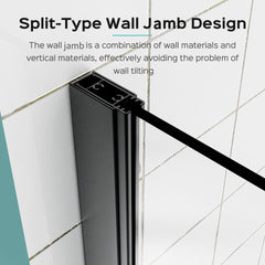 43 in. W * 58 in. H Frameless Folding Shower Doors for Bathtub, 1/4" (6mm) Thick SGCC Tempered Glass Door, Bathroom Pivot Tub Glass Door, Matte Black