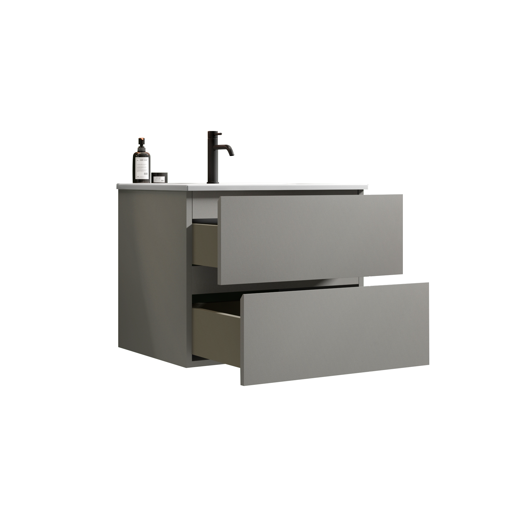 TIA 24" Wall Mounted Space grey  Bathroom Vanity with Ceramic Sink with one faucet hole, Large Storage Floating Bathroom Vanity for Modern Bathroom, Pre-assembled