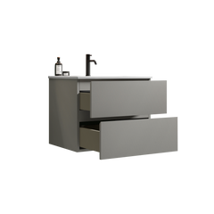TIA 24" Wall Mounted Space grey  Bathroom Vanity with Ceramic Sink with one faucet hole, Large Storage Floating Bathroom Vanity for Modern Bathroom, Pre-assembled