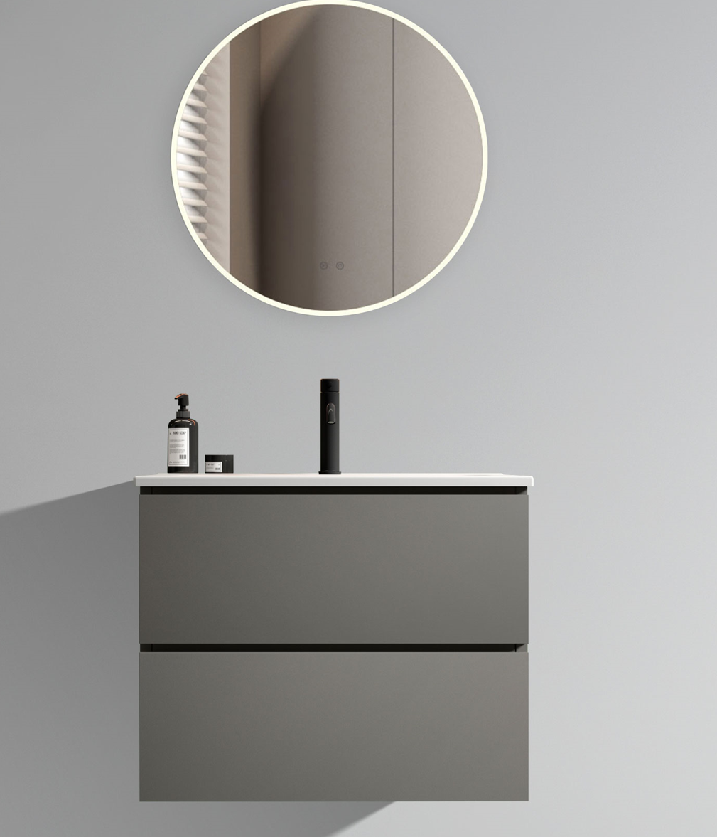 TIA 24" Wall Mounted Space grey  Bathroom Vanity with Ceramic Sink with one faucet hole, Large Storage Floating Bathroom Vanity for Modern Bathroom, Pre-assembled