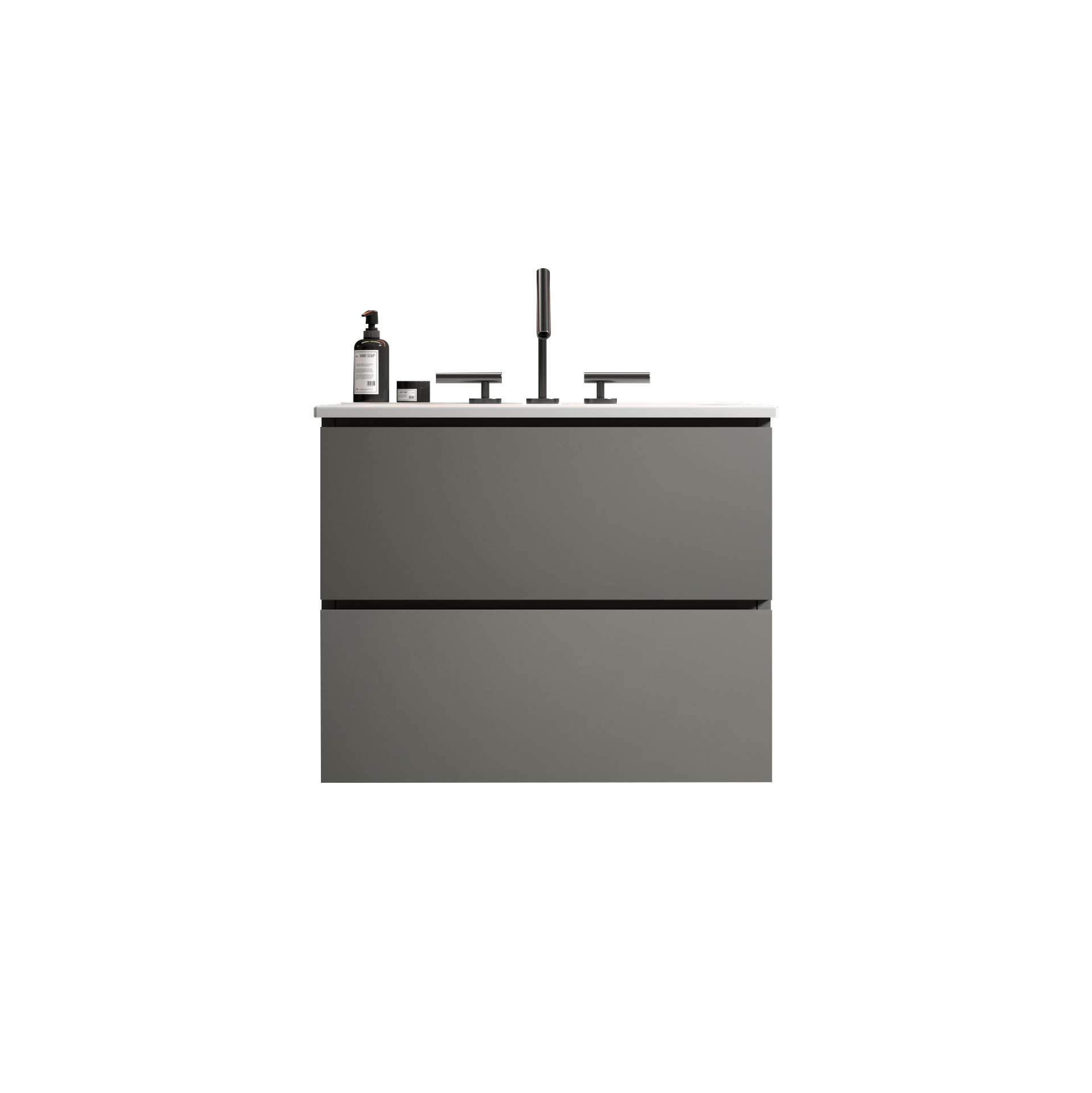 TIA 24" Wall Mount Space Grey Bathroom Vanity with Ceramic Sink with Three Faucet Holes, Large Storage Floating Bathroom Vanity for Modern Bathroom, One-Piece Sink Basin without Drain, Pre-assembled