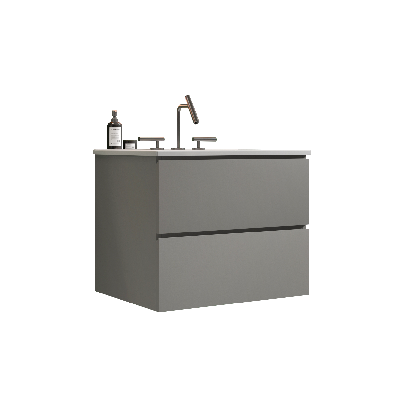 TIA 24" Wall Mount Space Grey Bathroom Vanity with Ceramic Sink with Three Faucet Holes, Large Storage Floating Bathroom Vanity for Modern Bathroom, One-Piece Sink Basin without Drain, Pre-assembled