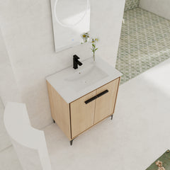 30 Inch Bathroom Vanity Base with basin, Storage Cabinet with Doors, Engineered Wood