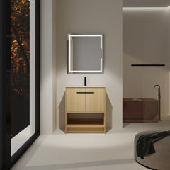 30" Bathroom Vanity with Ceramic Sink, 2 Soft Closing Doors, Freestanding Bathroom Cabinet Vanity, Plywood