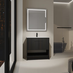 36" Bathroom Vanity with Ceramic Sink, 2 Soft Closing Doors, Freestanding Bathroom Cabinet Vanity, Plywood