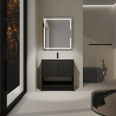 36" Bathroom Vanity with Ceramic Sink, 2 Soft Closing Doors, Freestanding Bathroom Cabinet Vanity, Plywood