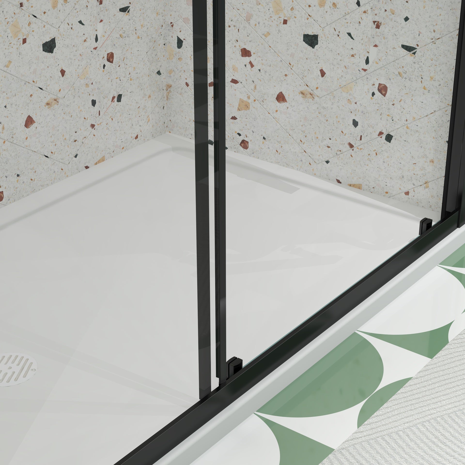 50"-54"W x 72"H sliding shower door, sliding door, with 1/4" tempered glass and Matted Black finish 5472