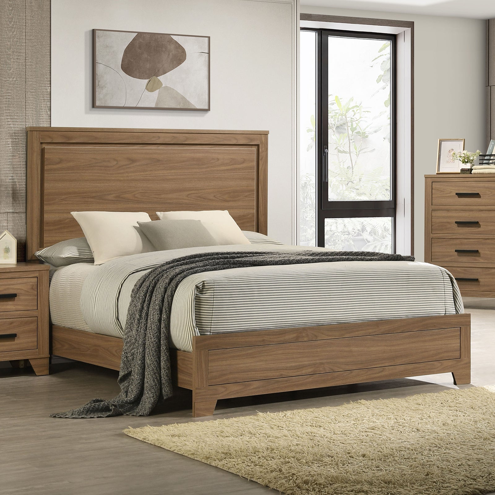 Simple Classic 1pc King Size Bed Panel Headboard Walnut / Chestnut Brown Bedroom Furniture Wooden