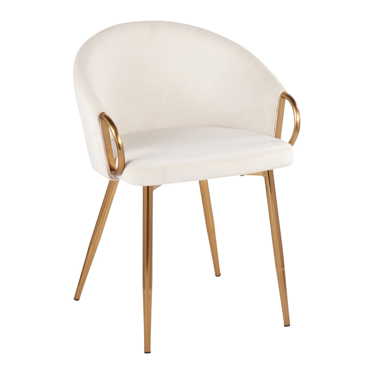 Claire Contemporary/Glam Chair in Gold Metal and Cream Velvet by LumiSource - Set of 2