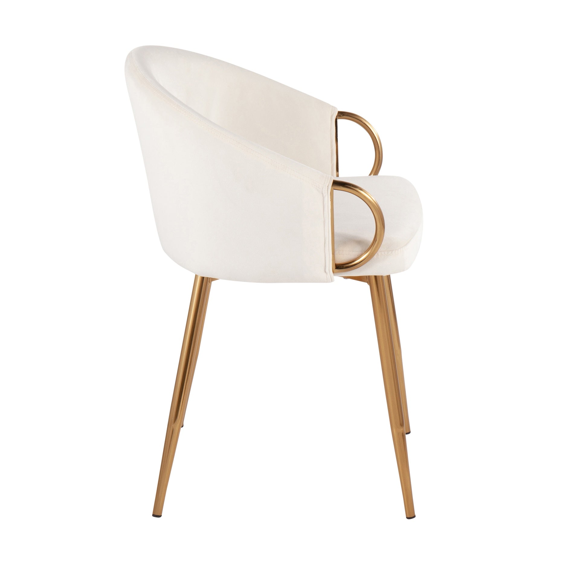 Claire Contemporary/Glam Chair in Gold Metal and Cream Velvet by LumiSource - Set of 2