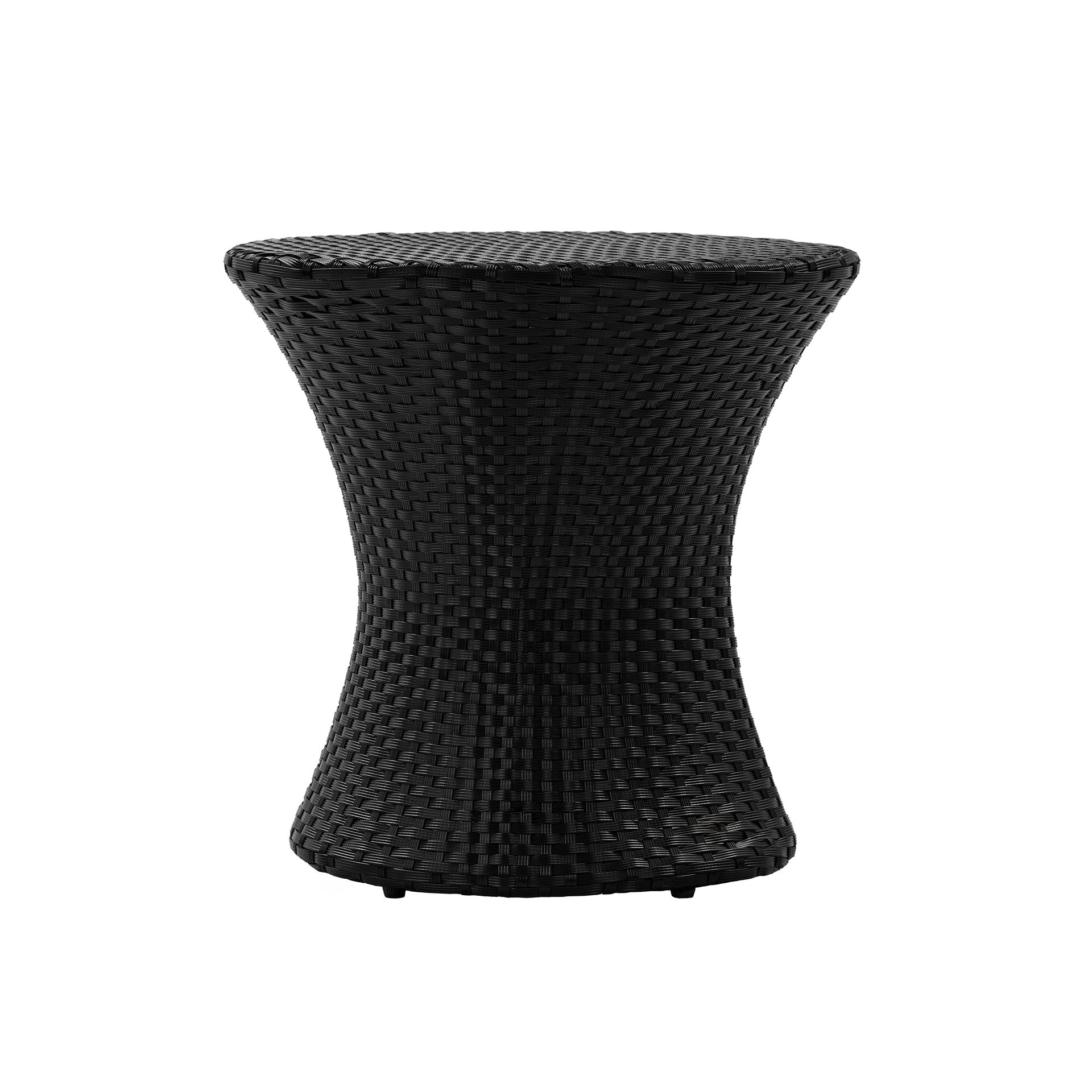 KONO Hourglass Rattan Table with No Glass Top, Black
