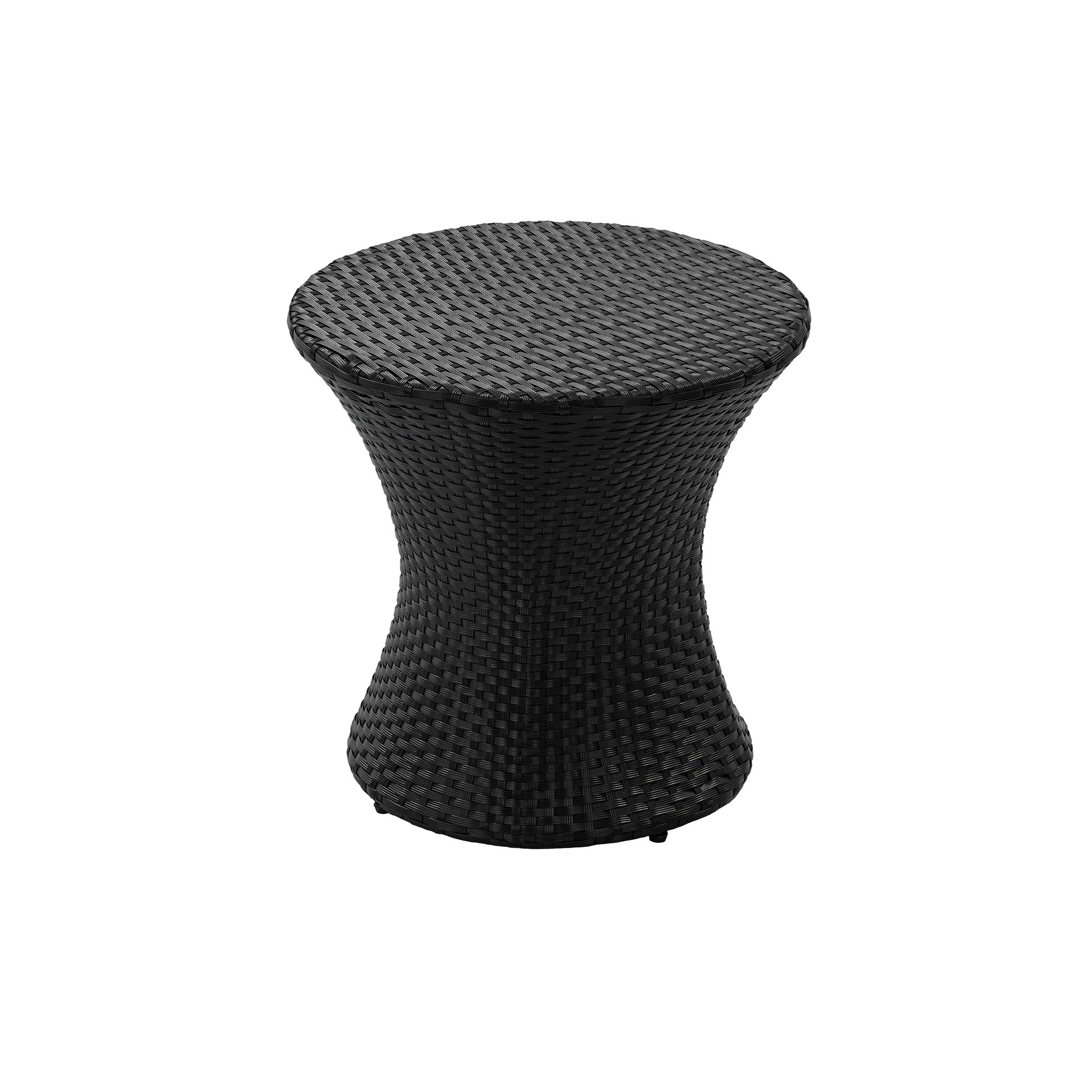 KONO Hourglass Rattan Table with No Glass Top, Black