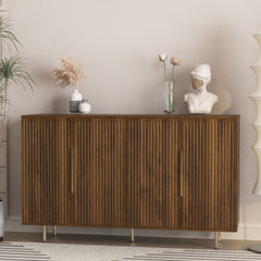 Wood Modern Buffet Cabinet with Storage, Fluted Sideboard Large Buffet with Adjustable Shelves, Credenza, Accent Cabinet Console Table