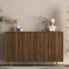 Wood Modern Buffet Cabinet with Storage, Fluted Sideboard Large Buffet with Adjustable Shelves, Credenza, Accent Cabinet Console Table