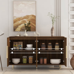 Wood Modern Buffet Cabinet with Storage, Fluted Sideboard Large Buffet with Adjustable Shelves, Credenza, Accent Cabinet Console Table